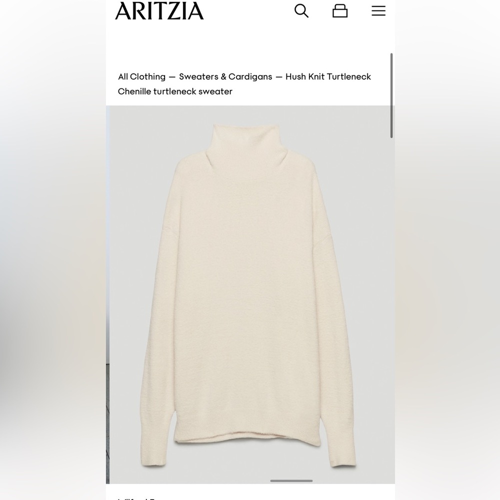 Aritzia Cream Chenille Turtleneck Sweater